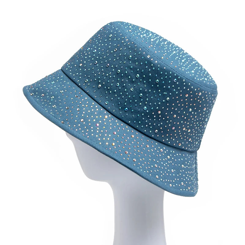 New Summer Y2k Bucket Hat Women Fashion Rhinestones Cap For Ladies Visor Cotton Panama Hats Casual Spring Autumn Fisherman Caps