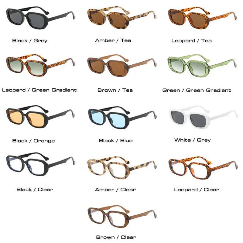 JNPCXI Fashion Small Polygon Rectangle Sunglasses Women Retro Clear Gradient Shades UV400 Men Sun Glasses