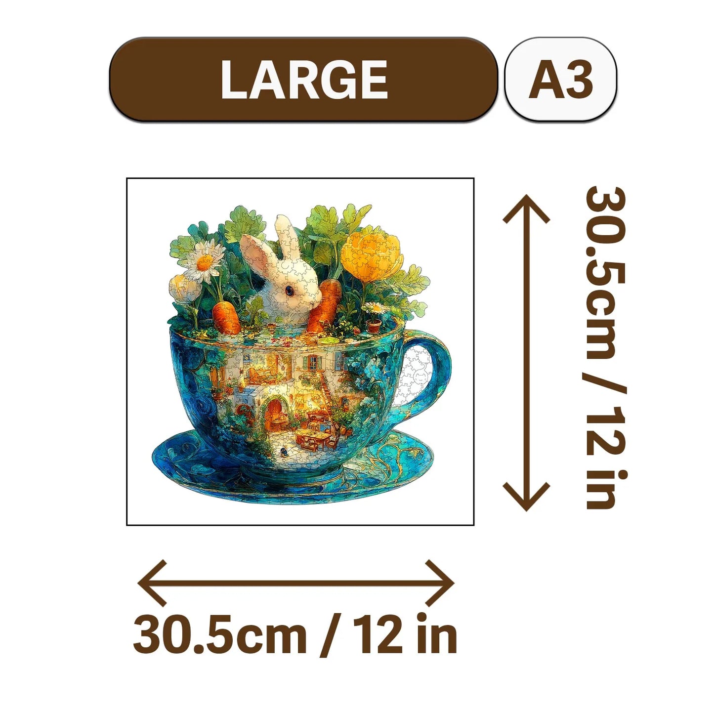 World in Cup Wooden Jigsaw Puzzle Wood Home Decor Painting Christmas and Halloween Gift Toy for Teen and Kid