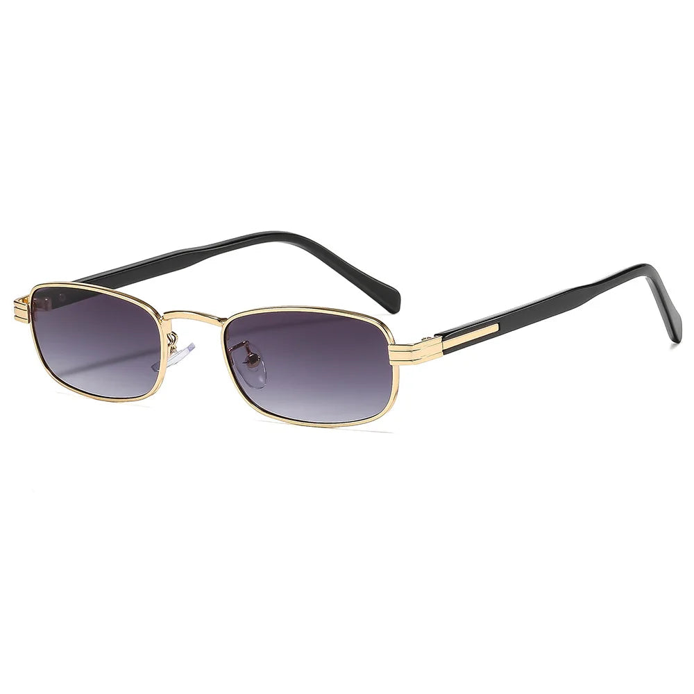 JNPCXI New Metal Rectangle Women Sunglasses Fashion Gradient Black Tea Shades UV400 Men Punk Sun Glasses