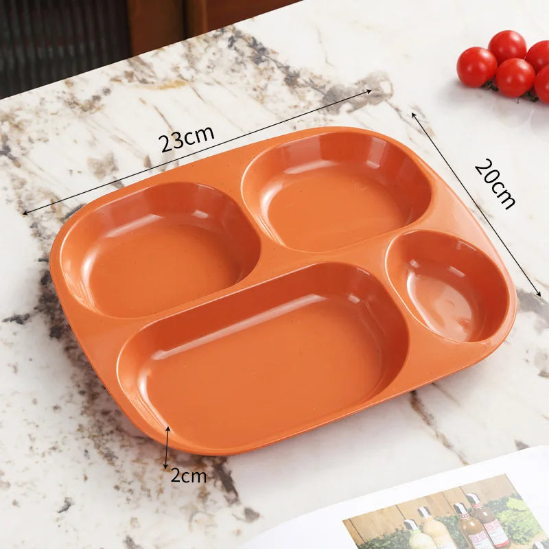 1pc 4 Grids Plastic Individual Plate,Reusable Healthy Diet And Weight Loss Divider Plate Ideal,for Home Camping Dorms Cafeterias