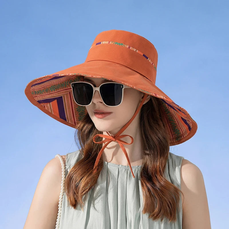 6180-New summer women's wide-brimmed sun hat. Children'sversion.Double-sidedwearable. Fishermanhat.Fashionableandversatilesunhat
