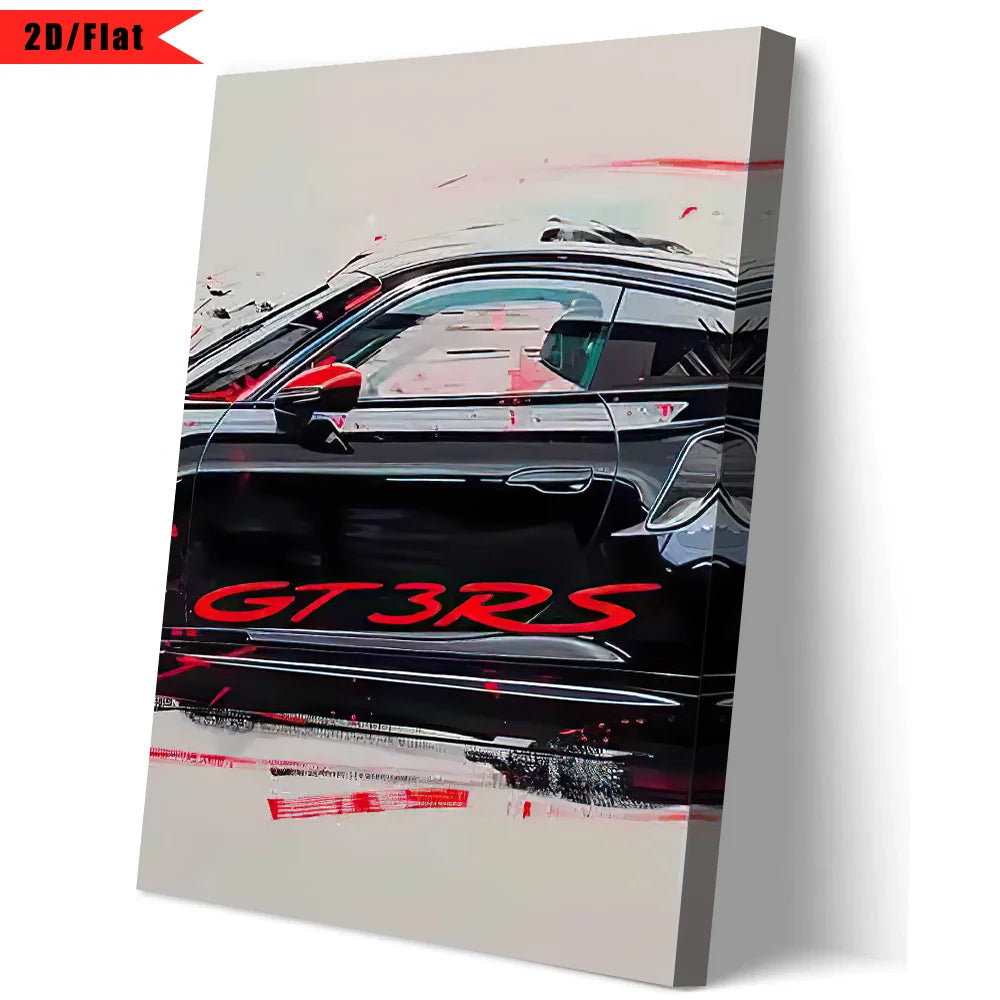 Popular Super Sports Car GT3 RS Graffiti Wall Art, HD Canvas Poster, Home Decor