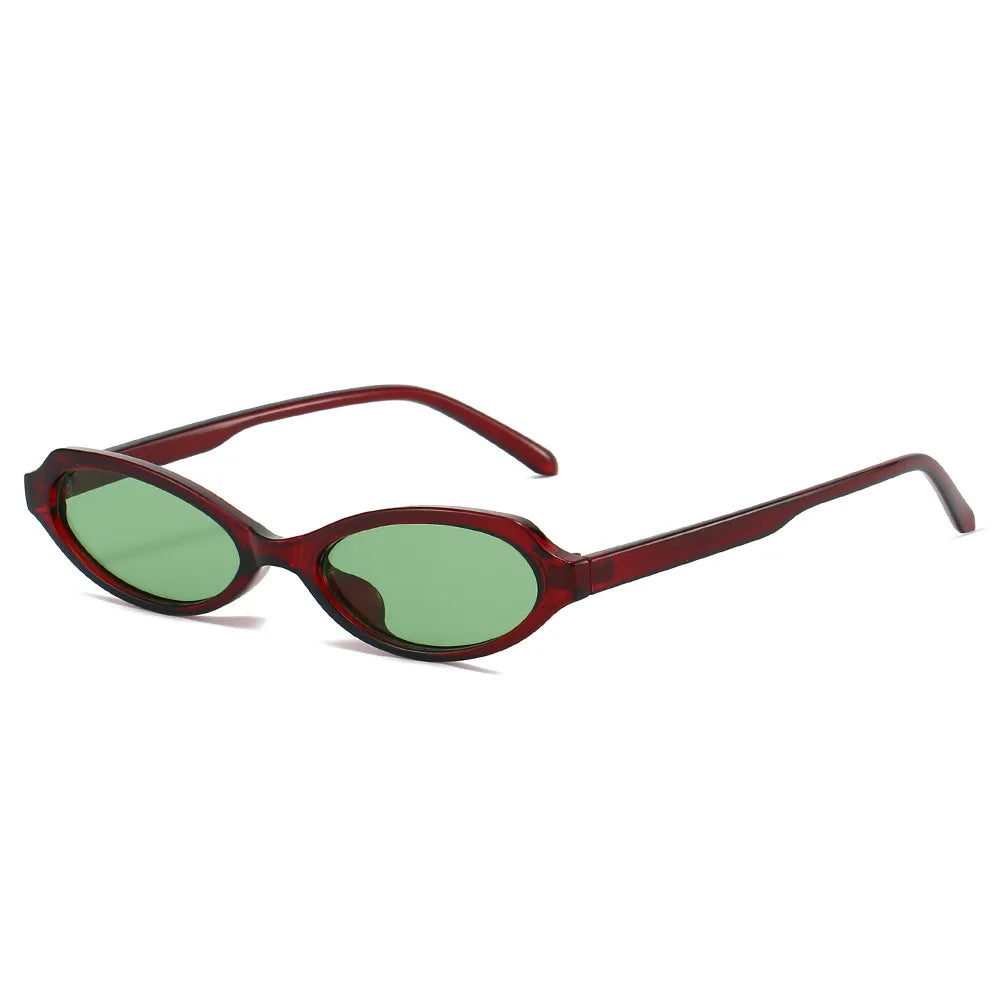 JNPCXI New Small Cat Eye Men Sunglasses Shades UV400 Fashion Green Leopard Oval Lens Women Punk Sun Glasses