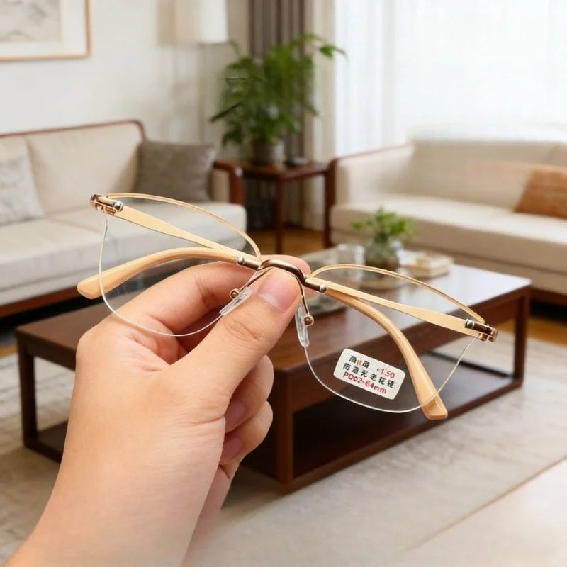Rimless Reading Glasses for Women Anti Blue Light Reading Eyeglasses Presbyopia Glasses With Grade +100 ~ +400