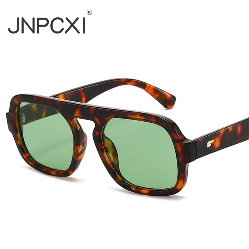 JNPCXI Ins Popular Fashion Square Sunglasses Women Retro Rivets Clear Gradient Shades UV400 Men Trending Sun Glasses