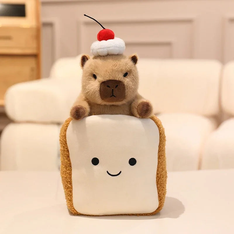 Capibala Pluches Croissant Cup cake Plush Toy Cute Dessert Break Capybara Stuffed Doll Funny Food Home Decor Kid Birthday Gift