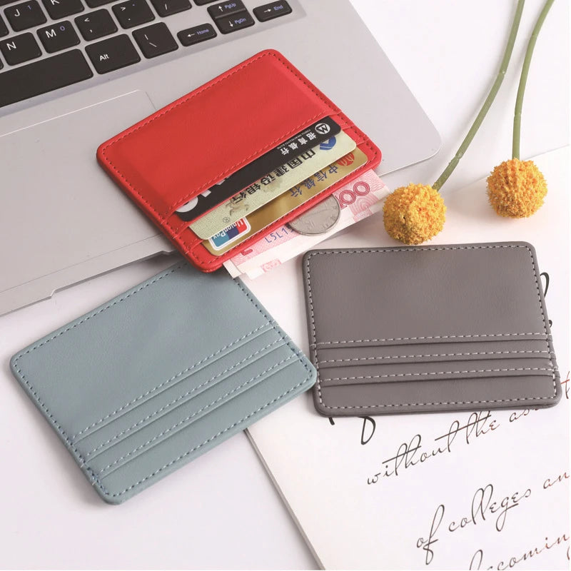 Color PU Leather SlimID Credit Card Holder Case Multi Slot Wallet for Men Women