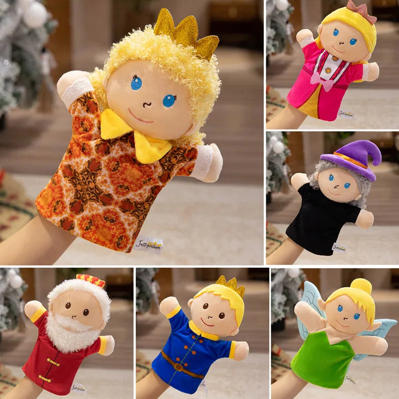 Cute Fairy Tale Kingdom Series Plush Hand Puppets Toys Cozy Cartoon Prince Princess Finger Puppets Funny Children Game Props
