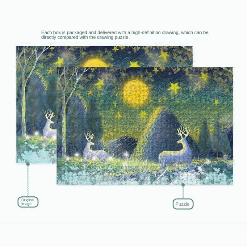 Mini Jigsaw Puzzle 1000 Pieces for Adults Kids Castle Night Puzzles Toy Family Game Famous World Oil Painting Home Decoration