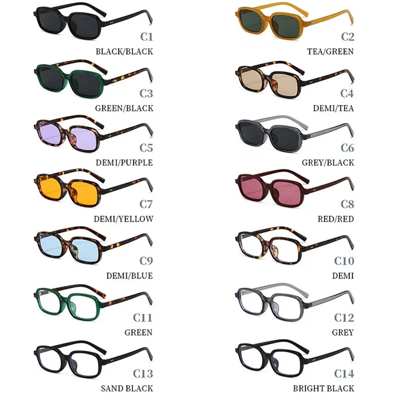 JNPCXI New Small Rectangle Sunglasses Women Fashion Leopard Champagne Color Shades UV400 Retro Men Trending Rivets Sun Glasses