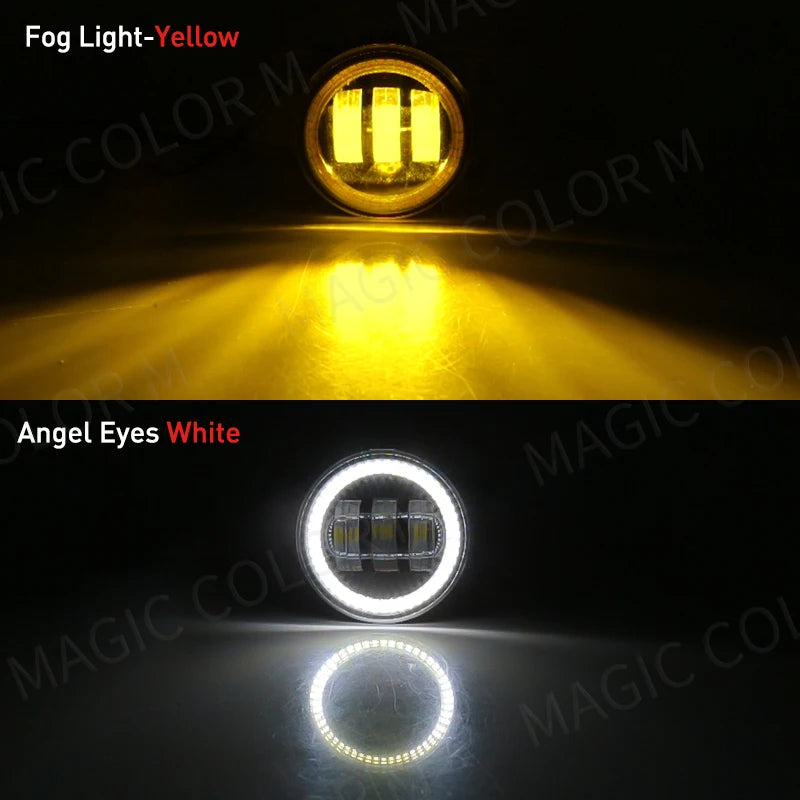 Angel Eye Fog Light For Ford Focus Fusion Fiesta Ranger C-Max Transit Tourneo EcoSport Edge Car DRL Fog Driving Lamp LED Lens