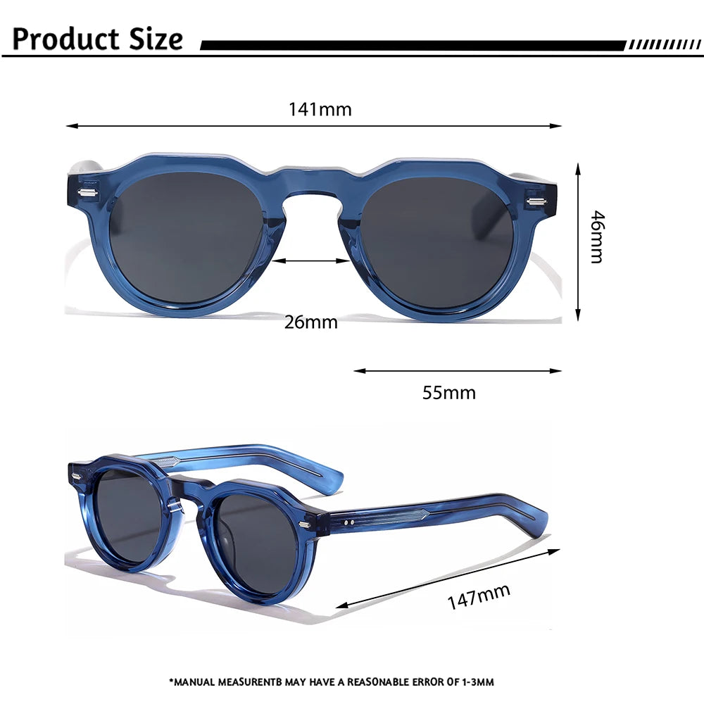 CATERSIDE Acetate Simple Men Sunglasses Polarized Small Frame High-Quality Frame Sun Glasses Women Party Travel Outdoor Glasses