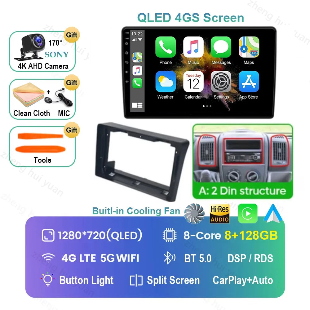 Android 16 Car Radio For Fiat Ducato 2005 2006 - 2023 Citroen Jumper Peugeot Boxer 2011-2015 Auto Carplay 2 din Autoradio 4G RDS