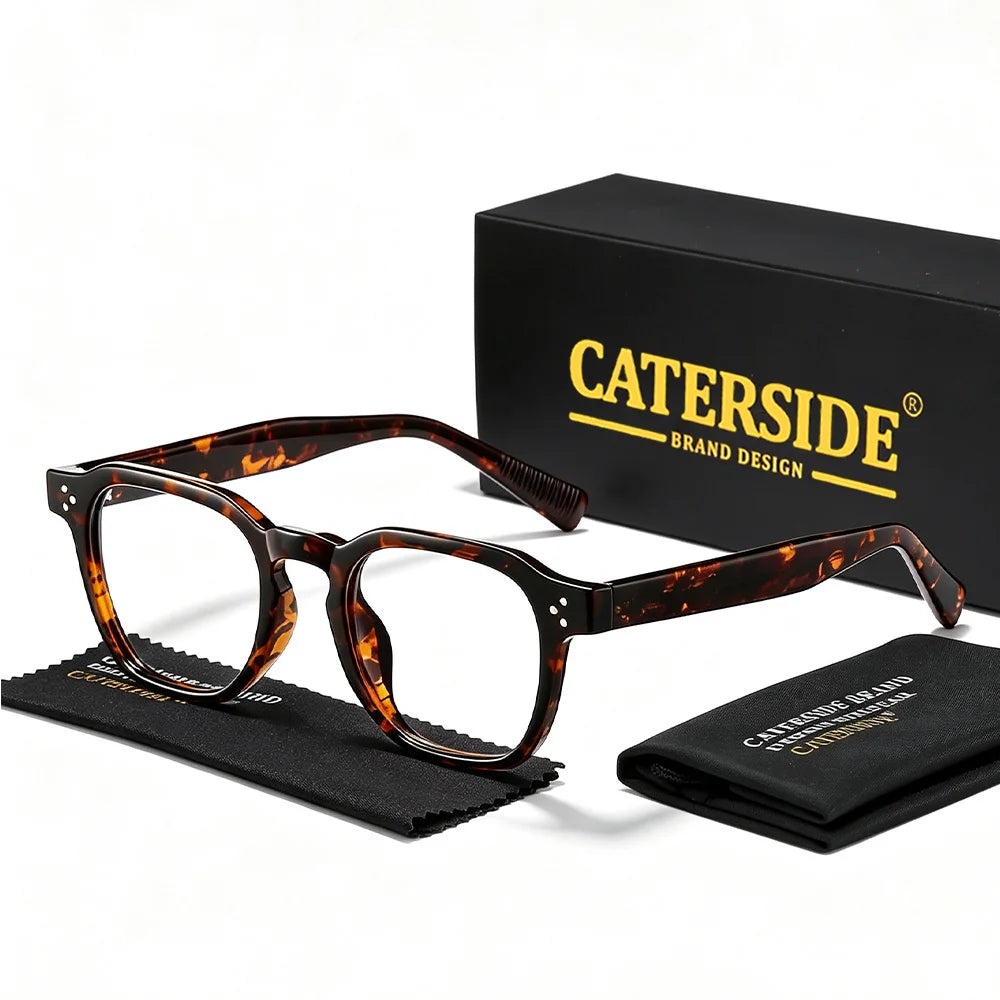 CATERSIDE Classic Men's and Women's Anti Blue Light Glasses High-Quality Tr-90 Square Eyeglass Frame Computer Protective Glasses