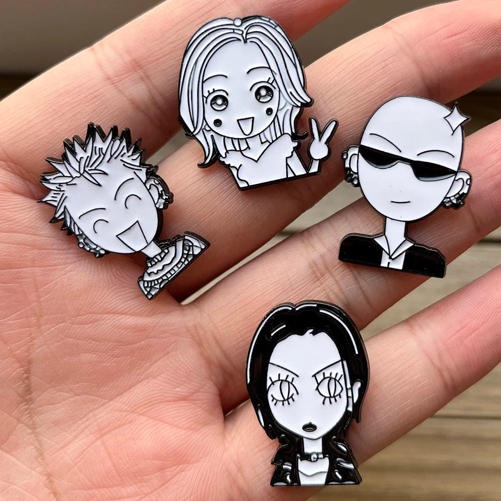 Anime Brooches Nana Oosaki Komatsu Nana Nobuo Terashima, 4Pcs Japanese Cartoon Character Badges Pins for Jacket Backpack Jewelry