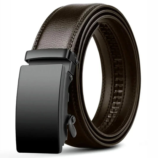 Brown Auto Buckle Men Belt, Famous Brand Business Belt PU Leather Waist Strap