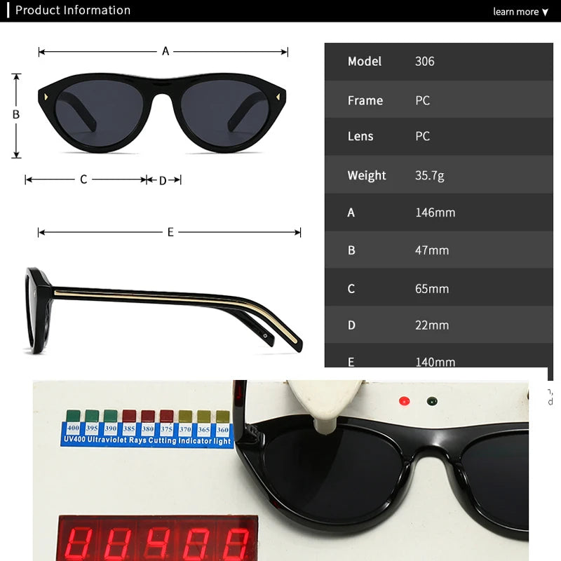 JNPCXI New Cat Eye Candy Color Designer Sunglasses Women Fashion Ins Oval Sun Glasses Rivets Y2K Shades