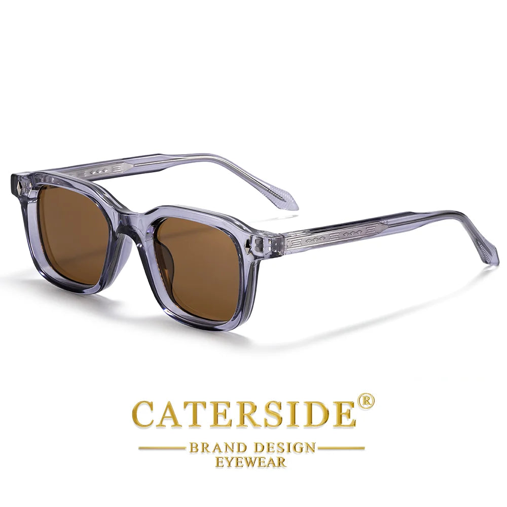 CATERSIDE Men Personalized Design Sunglasses Square Frame Women Retro Trendy Sunglasses Travel Business Party Gift Glasses UV400