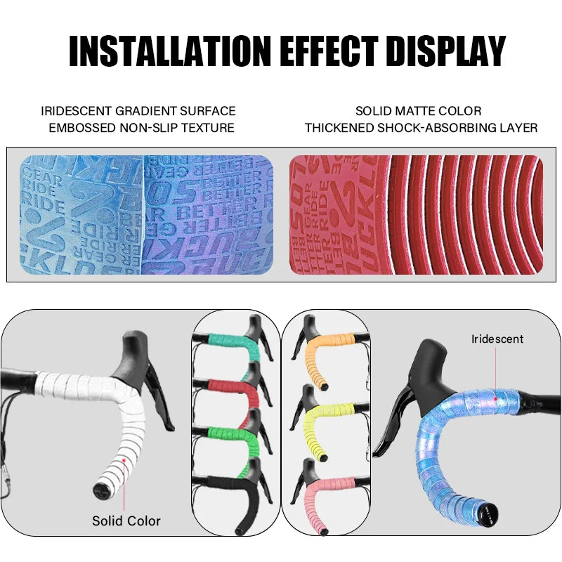 BUCKLOS  Ultralight Bicycle Handlebar Tape Anti-slip PU Wear-resistant Road Bike Bar Wrap Belts Soft EVA Cycling Handle Tapes