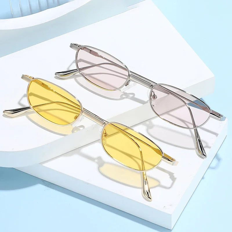 JNPCXI New Small Rectangle Women Polarized Sunglasses Fashion Clear Ocean Lens Shades UV400 Men Trending Metal Sun Glasses