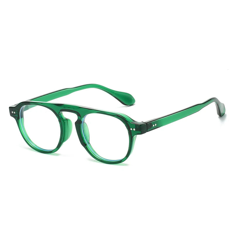 JNPCXI New Retro Rivets Round Punk Sunglasses Women Shades UV400 Fashion Men Clear Lens Frame