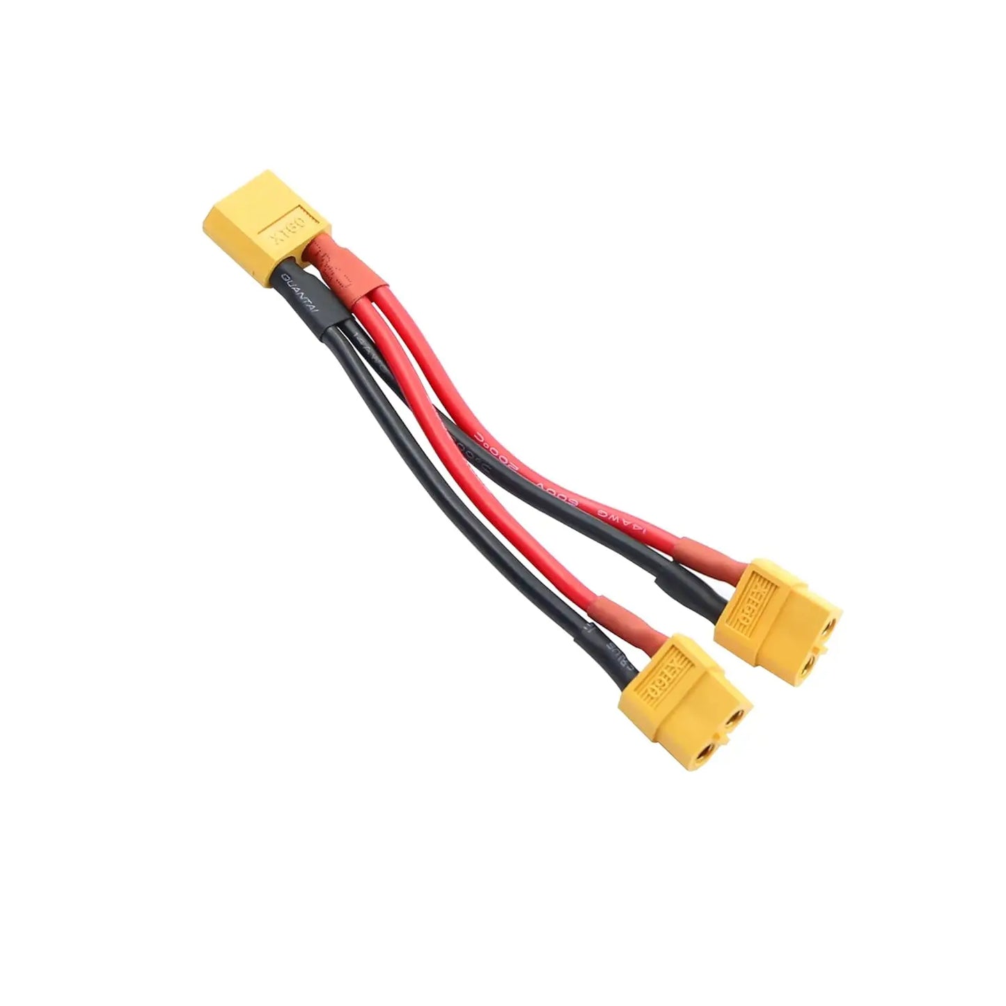 XT60 Parallel Battery Connector Cable,14AWG 1 Female to 2 Male Y Splitter Adapter Cable,10cm/3.93inch for RC Multicopter Quadcop