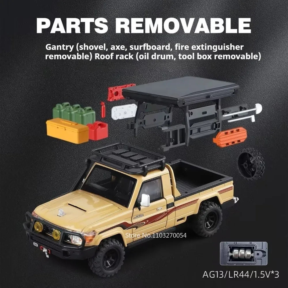 1:32 Land Cruiser LC79 Miniature Model Alloy Diecast Toys Car Front Wheel Steering Doors Opened Shock Absorption Vehcie Boy Gift