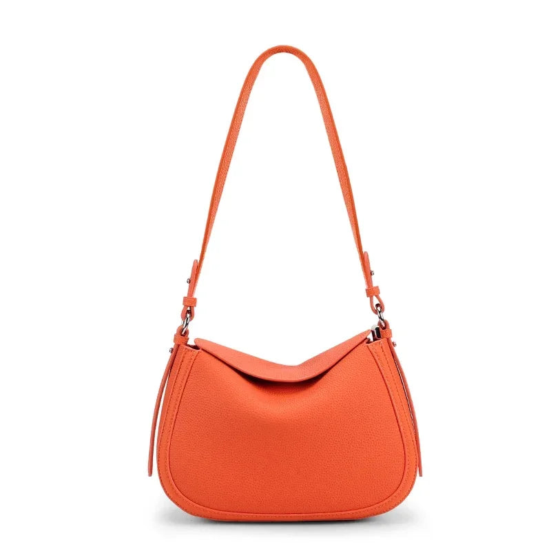 Genuine Cowhide Leather Flap Hobo Shoulder Bag for Women Pebbled Leather Casual Crossbody Bag Luxury Designer Underarm Bags