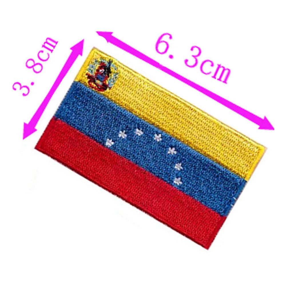 1pc Venezuela Country Flag Embroidery Patch 6.3cm Wide High Quality Iron On Sew On Backing/Hand Craft/Applique/Hot Cut