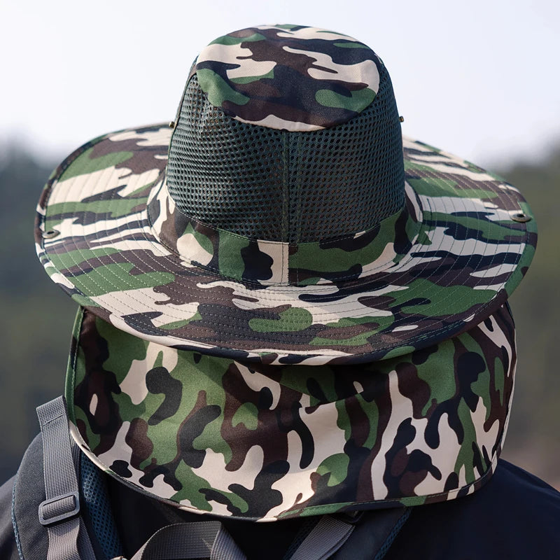 Xinbaoguan 100% Polyester 9227 New Summer Outdoor Men's Sun Protection and Sunshade Large Brim Shawl Fishing Hat
