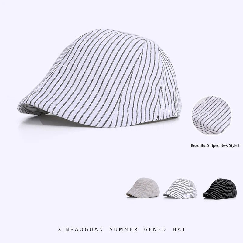 6160-Newsummerwomensartisticstripedpainterhat-children'sspring/summeroutdoorcasualforwardhat-high-endstylethatmakestheacelooksma