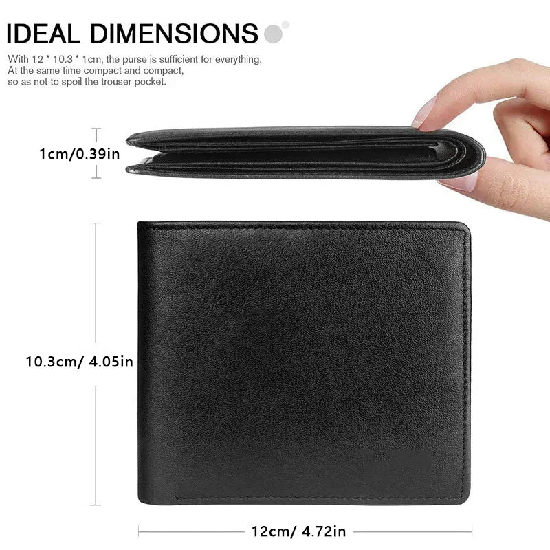 Minimalist Men Wallet with Zipper Coin Pocket RFID Credit Card Holder Tri-fold Multi-card Slot Document Holder Protective Cover