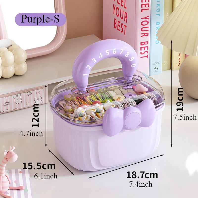Hair Accessories Storage Box, Portable Makeup Organizer for Hair Clips, Hair Ties, Earrings, Bracelets, Necklaces
