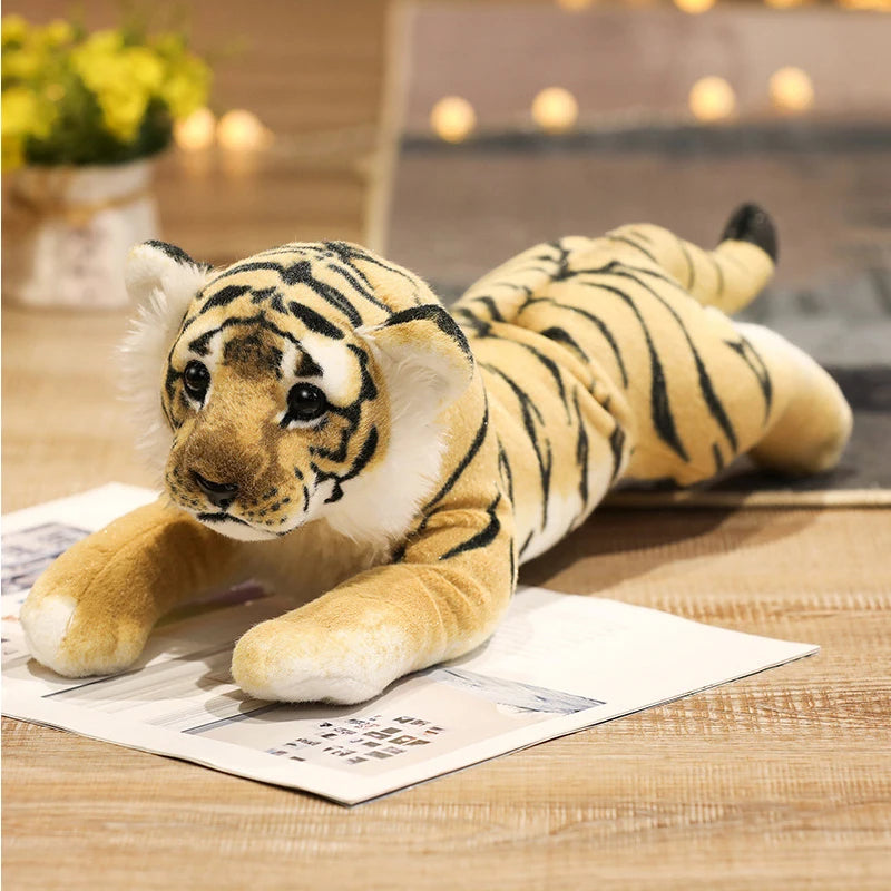 Lifelike Soft Stuffed Animals Lying Tiger Plush Toys Simulation Catamount Little Lion Leopard Doll Cute Gifts