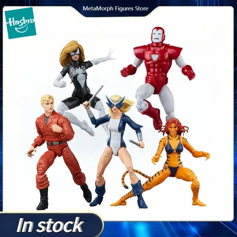 Original Hasbro Marvel Legends Series The West Coast Avengers (Ironman Tigra Spider-Woman Mockingbird Hank Pym) Anime Fiqure Toy