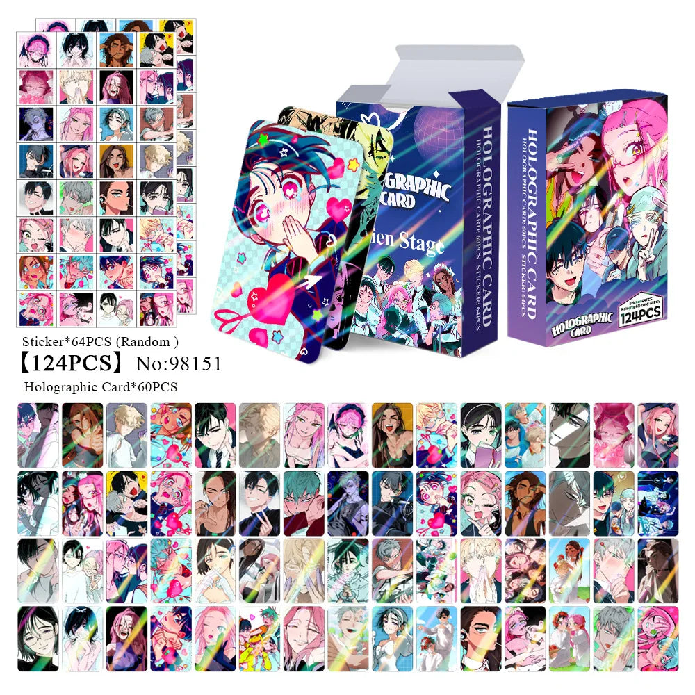 124pcs Alien Stage Holographic Laser Cards Stickers Set Collectible LOMO Cards for Fans Gifts including Luka Hyuna Ivan