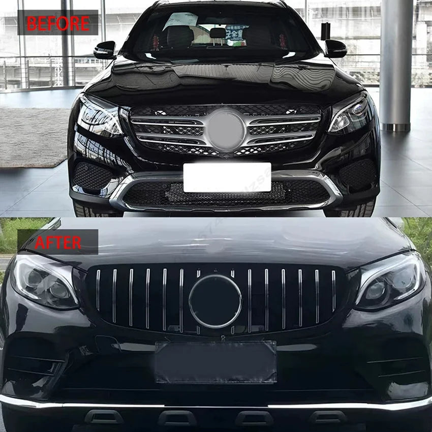 Car Front Hood Grille For Mercedes Benz GLC-Class X253 2015-2019 GLC250 GLC300 GLC350e GLC43 AMG GT Style  Racing Grill Body Kit