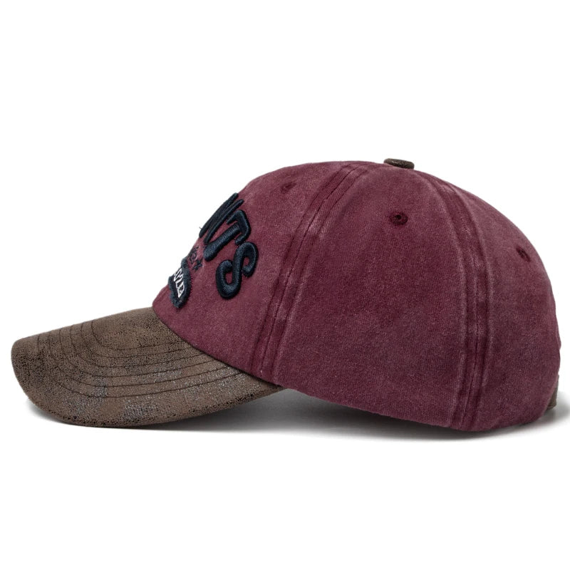 CNTANG PU Leather Washing Cotton Men Baseball Cap Letter Embroidery Women's Caps Summer Casual Unisex Sun Visor Hat Adjustable