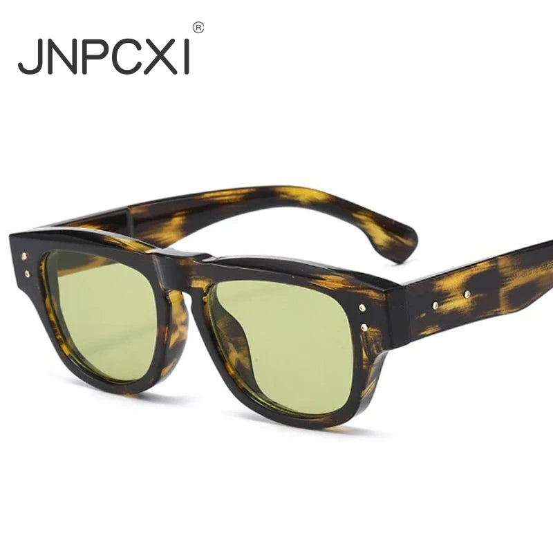 JNPCXI Ins Popular Fashion Cat Eye Sunglasses Women Retro Rivets Clear Gradient Shades UV400 Men Trending Sun Glasses