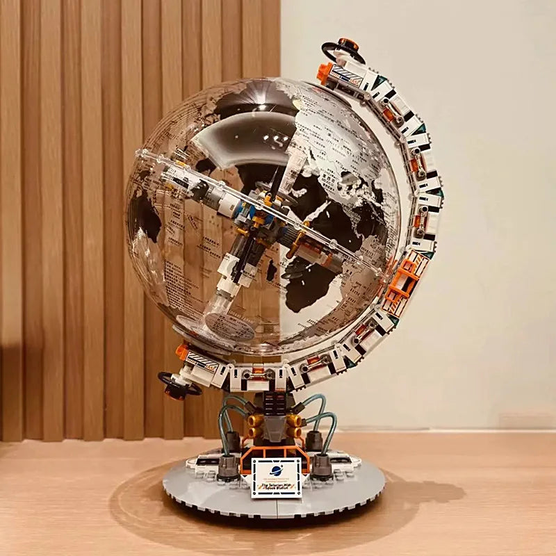Space Station Transparent Globe Building Blocks High Tech Construction Bricks
