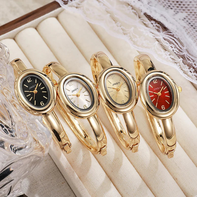 Luxury Gifts Gold Quartz Watch Famous Brand Women Bracelet Watches Fashion Oval Bathtub Shaped Wristwatches Dropshipping Clock