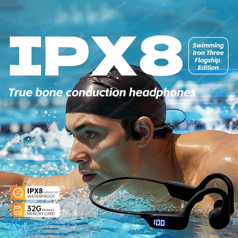G3 Bone Conduction Wireless Headphones Bluetooth 5.3 IPX8 Waterproof On-ear 32G Large Capacity On-ear Swimming Sports Headphones