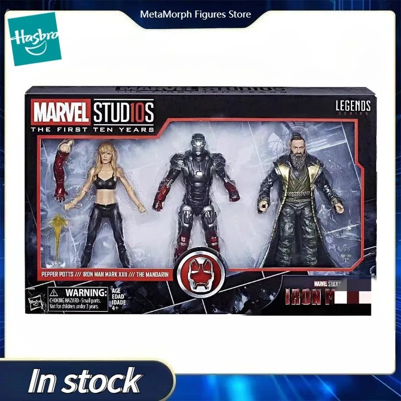 Original Hasbro Marvel Legends Series THE FIRST TEN YEARS PEPPER POTTS/IRON MAN MARK XXII/THE MANDARIN Anime Figure Toy Model
