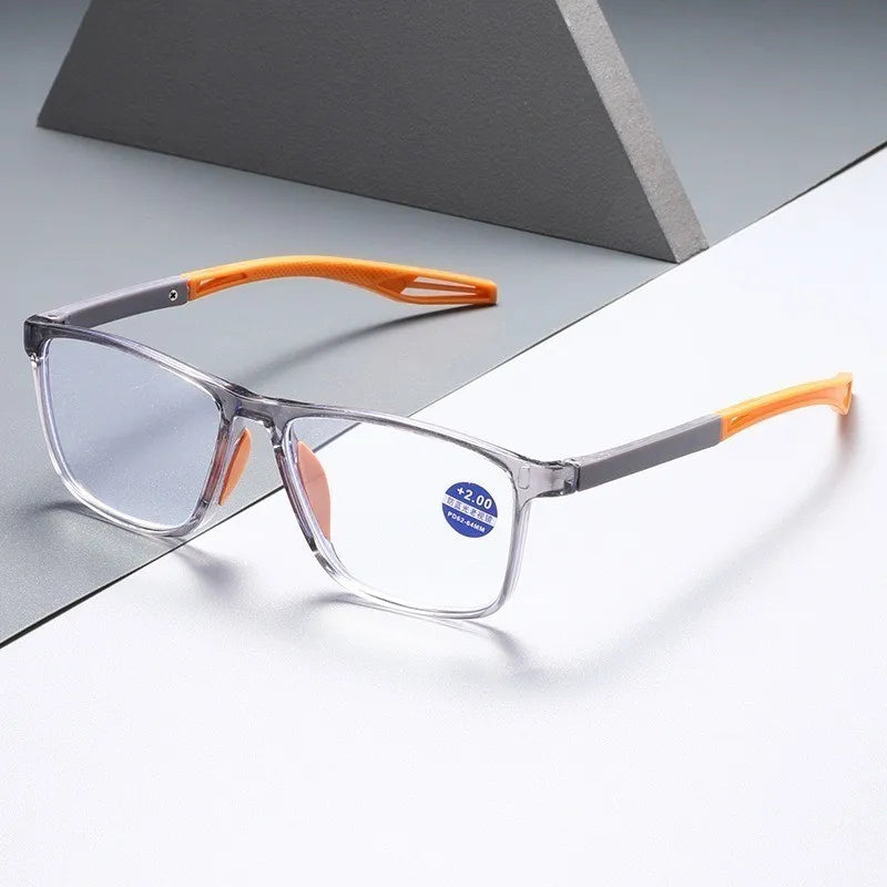 Fashion TR90 Reading Glasses for Men Spring Leg Sports Presbyopia Glasses Anti Blue Light Glasses +100 ~+400
