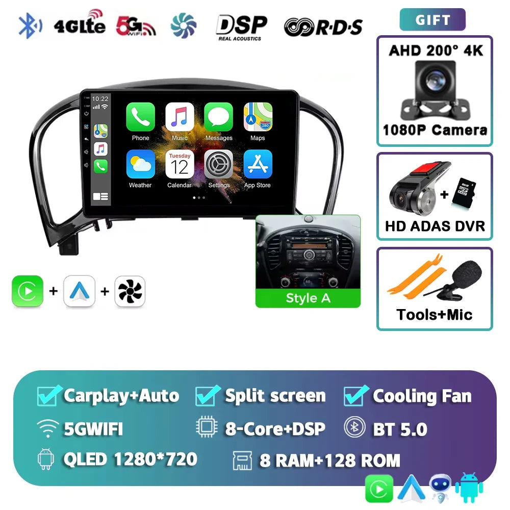 Android 15 Car radio For Nissan Juke 2010 2011 2012 2013 2014 Wireless Android Auto Carplay Car Multimedia Player WIFI 4G DSP 2