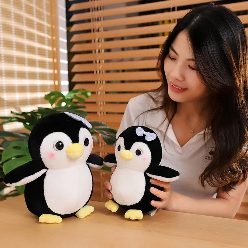 20-25cm Cute Penguin Wear A Bow Scarf Plushies Doll Cartoon Stuffed Animal Soft Sofa Cushion Baby Sleeping Pillow for Kids Gifts