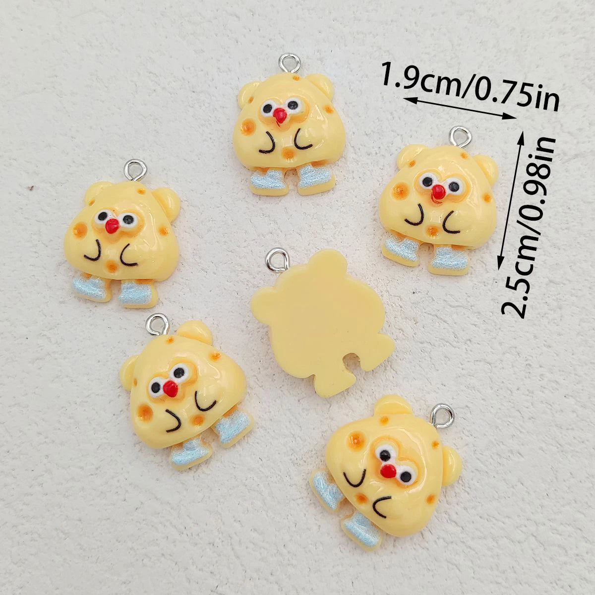 10Pcs Yellow Cheese Man Pendant Charms - DIY Resin Jewelry Making Kit for Necklace and Earrings