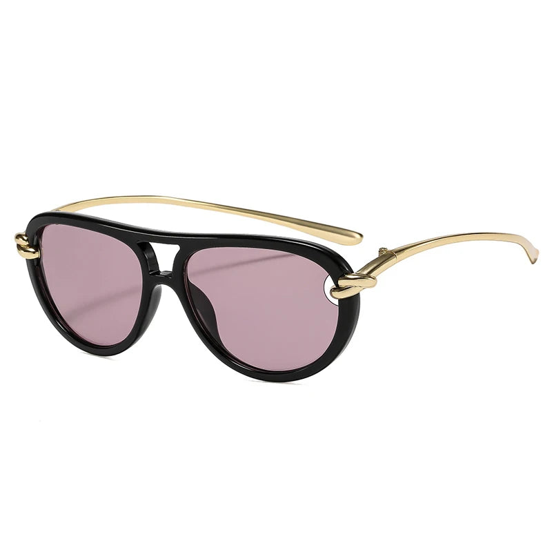 JNPCXI Ins Popular Fashion Double Bridges Pilot Women Luxury Sunglasses Brand Designer Oval Hollow Shades UV400 Men Sun Glasses
