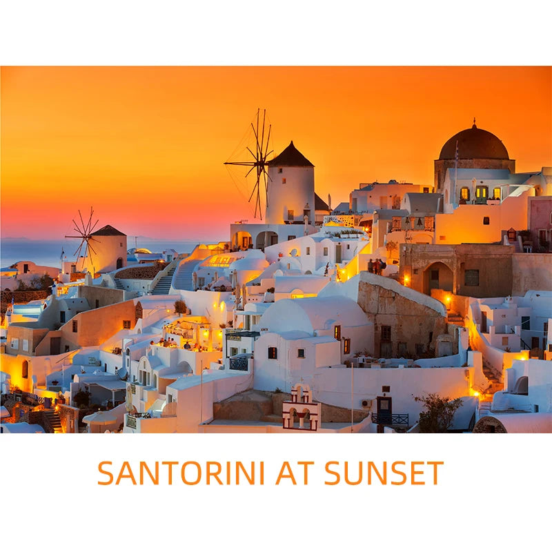 150PCS Mini Test Tube Jigsaw Puzzles Santorini at sunset Decompression Toy Fridget Puzzle Game Family Decoration